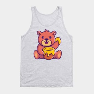 Cute Honey Bear With Honey Cartoon Tank Top